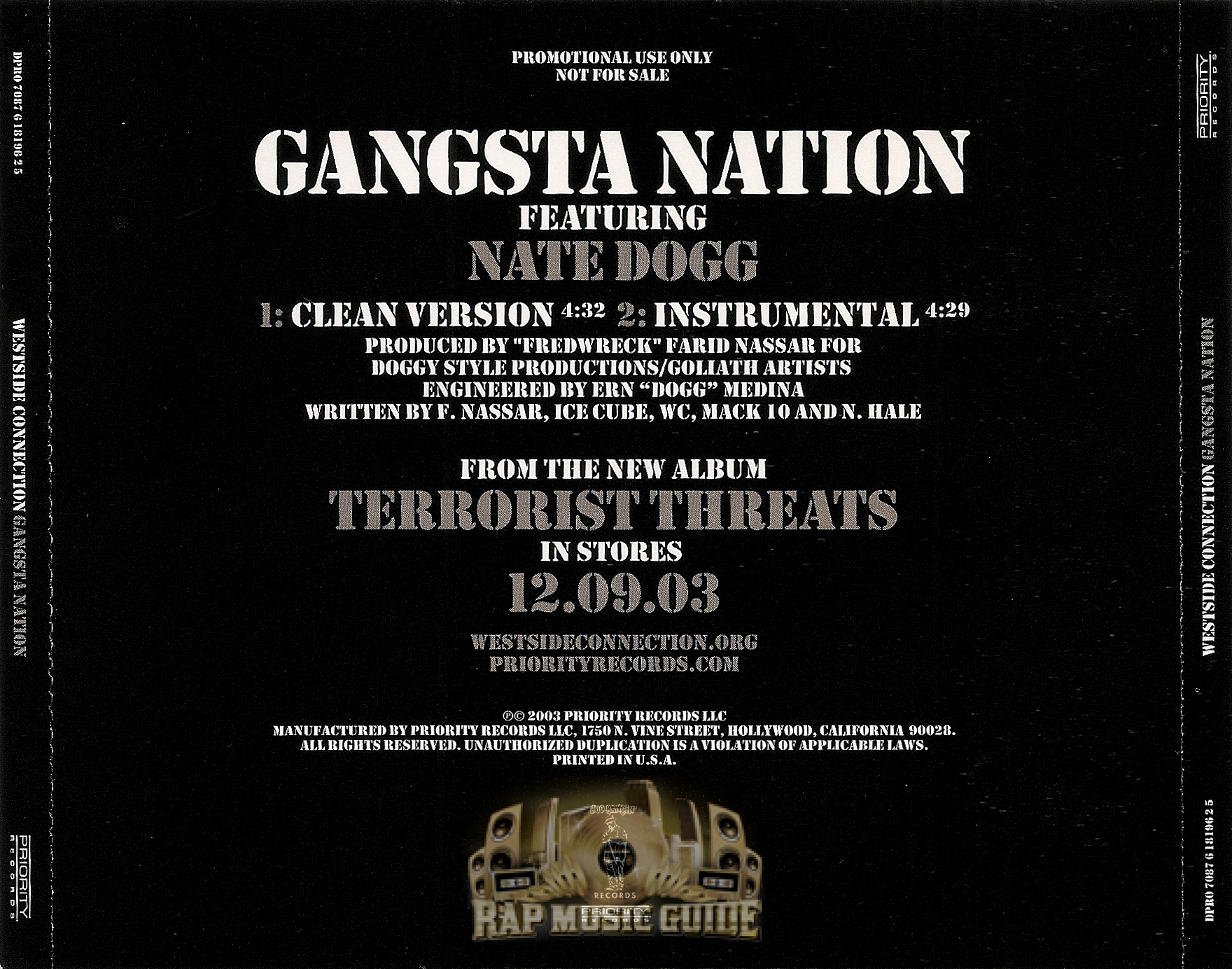 Westside Connection - Gangsta Nation: Single, Promo. CD